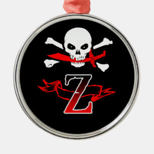 Adorno Metálico Jolly Roger Z Monograma Inicial