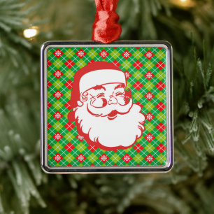 Adorno Metálico Jolly Santa Claus en rojo y verde