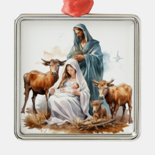 ADORNO METÁLICO JOSEPH MARY BABY JESUS NAVIDADES RELIGIOSOS