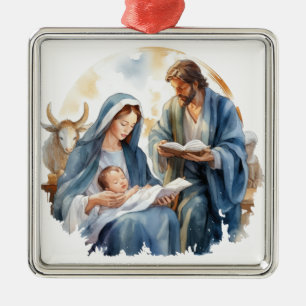 ADORNO METÁLICO JOSEPH MARY BABY JESUS NAVIDADES RELIGIOSOS