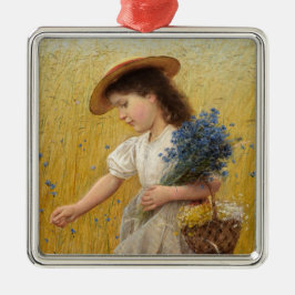 Adorno Metálico Joven Chica en un campo de trigo