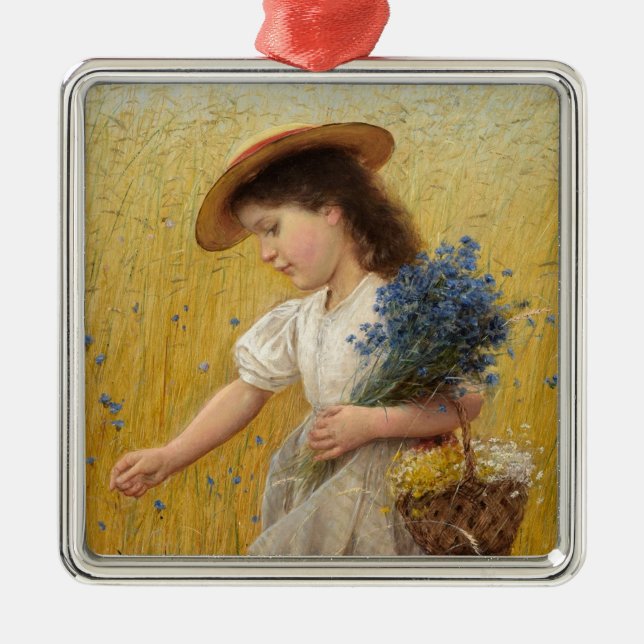 Adorno Metálico Joven Chica en un campo de trigo (Frente)