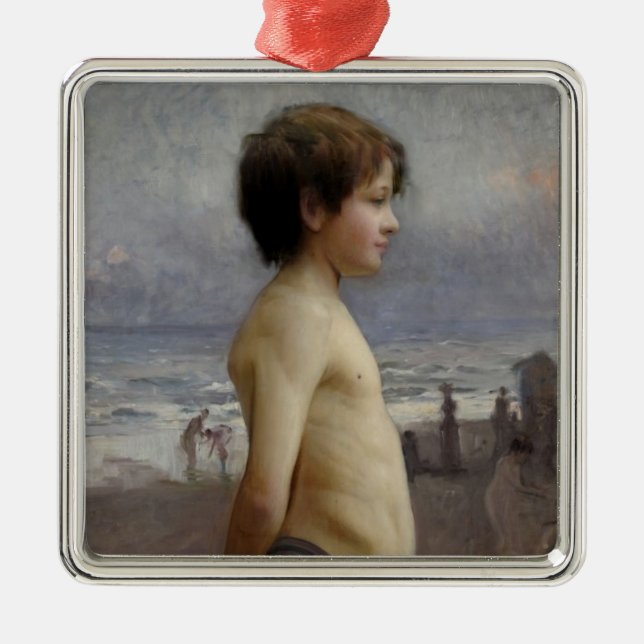 Adorno Metálico Joven en la playa (por Jules Bastien-Lepage) (Frente)