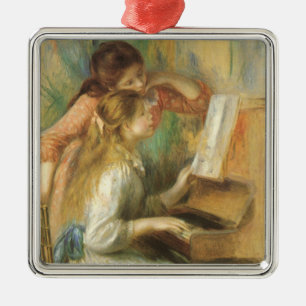 Adorno Metálico Jóvenes Chicas en Piano por Pierre Renoir