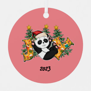 Adorno Metálico Joy Panda Bear Navidades