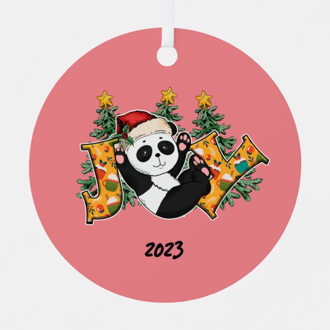 Adorno Metálico Joy Panda Bear Navidades (Anverso)