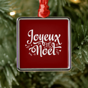 Adorno Metálico Joyeux Noel Red