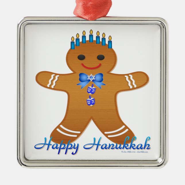 Adorno Metálico Judaica Hanukkah Gingerbread Man Menorah (Frente)