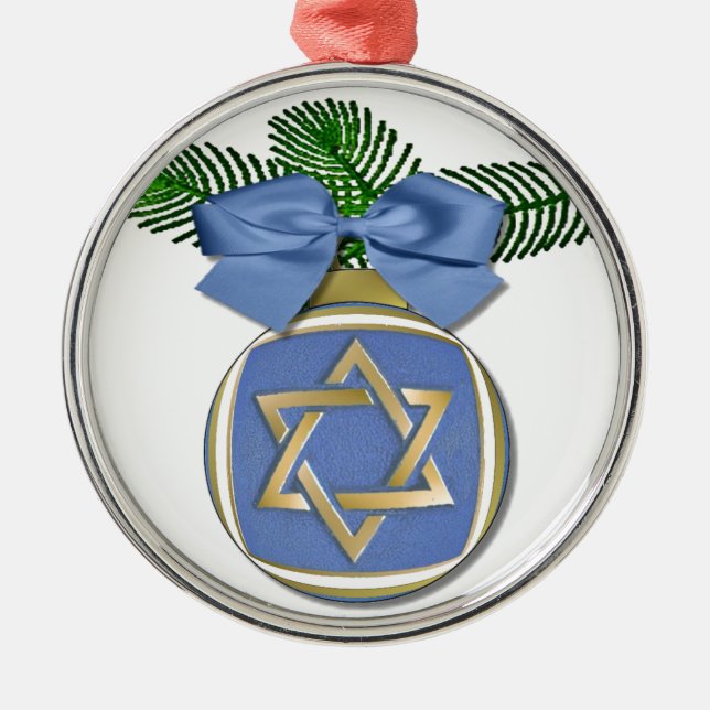 Adorno Metálico Judaica Hanukkah Star Of David Ornament Print (Frente)