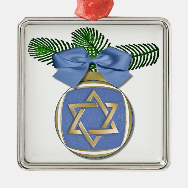 Adorno Metálico Judaica Hanukkah Star Of David Ornament Print (Frente)