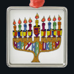 Adorno Metálico Judaica Happy Hanukkah Dreidel Menorah<br><div class="desc">Está viendo la colección Lee Hiller Designs of Home and Office Decor, Apparel, Gifts and Collectibles. Los diseños incluyen la fotografía Lee Hiller y la colección de arte digital de medios mixtos. Puedes ver su fotografía de la naturaleza en http://HikeOurPlanet.com/ y seguir su blog de senderismo dentro del Parque Nacional...</div>