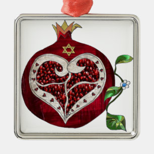 Adorno Metálico Judaica Pomegranate Heart Hanukkah Rosh Hashanah