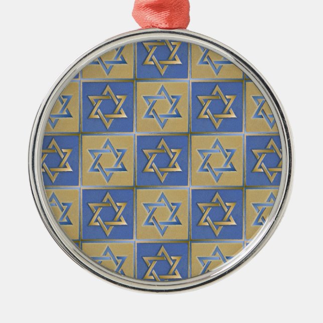 Adorno Metálico Judaica Star Of David Metal Gold Blue (Frente)