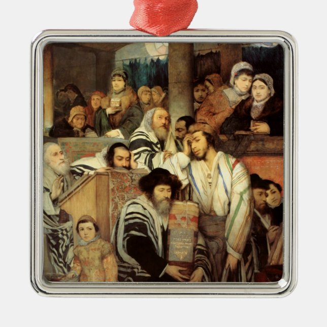 Adorno Metálico Judíos rezando en la sinagoga de Yom Kippur (Frente)