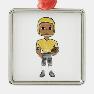 Adorno Metálico jugador de fútbol retro vintage negro amarillo sim