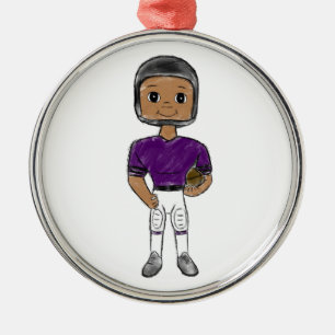 Adorno Metálico jugador de fútbol retro vintage púrpura negro simp