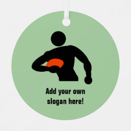 Adorno Metálico Jugador de rugby con bola y tus propias palabras e