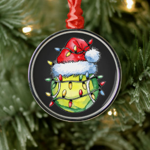 Adorno Metálico Jugador de Tenis en Navidad Gorro de Santa