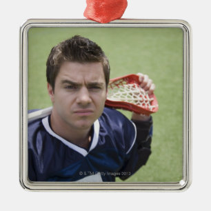 Adorno Metálico Jugador serio del lacrosse