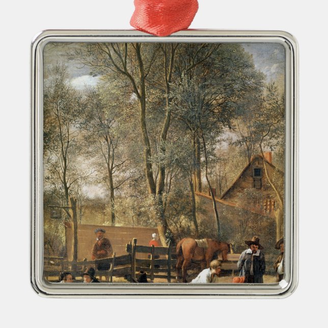 Adorno Metálico Jugadores fuera de un mesón, c.1660-63 del bolo (Frente)