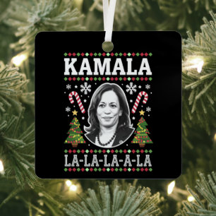 Adorno Metálico Kamala Harris 2024 Navidad Coma La Xmas
