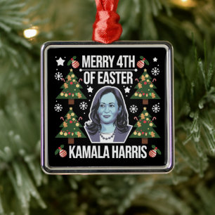 Adorno Metálico Kamala Harris Navidad Santa Feliz 4 De Pascua