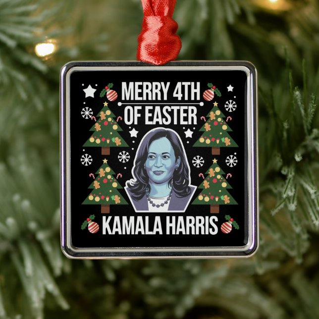 Adorno Metálico Kamala Harris Navidades Santa Merry 4 De Pascua (Árbol)