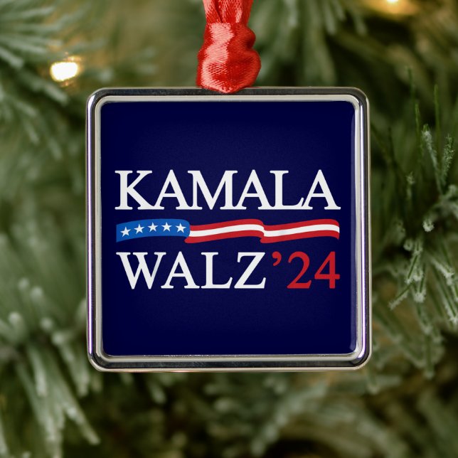 Adorno Metálico Kamala Harris Walz 2024 Obviamente Azul (Árbol)