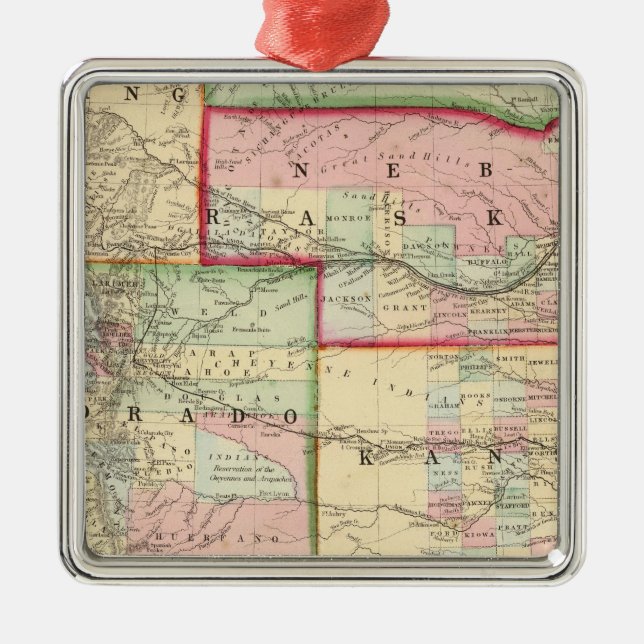 Adorno Metálico Kan, Neb, Colo Map de Mitchell (Frente)