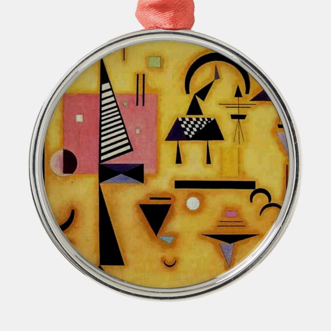Adorno Metálico Kandinsky Resumen Formas Geométricas Rosa Decisiva (Frente)