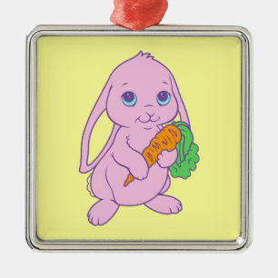 Adorno Metálico Kawaii Cute Cartoon Bunny Rabbit Zanahoria
