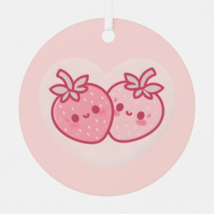 Adorno Metálico Kawaii Pink Valentines Strawberries