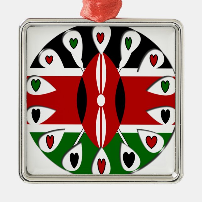 Adorno Metálico Kenya: Motif de arte de la bandera (Frente)