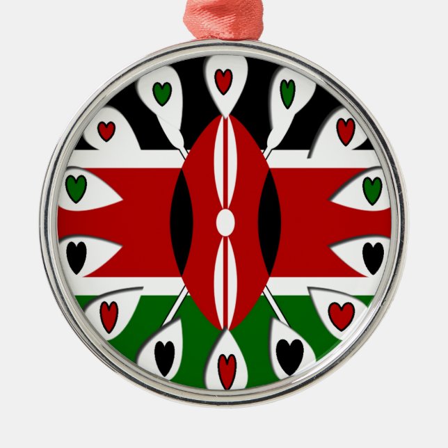 Adorno Metálico Kenya: Motif de arte de la bandera (Frente)
