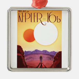 Adorno Metálico Kepler-16b: Puesta de sol solar binaria Arte espac
