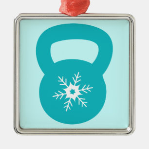 Adorno Metálico Kettlebell con un copo de nieve lindo