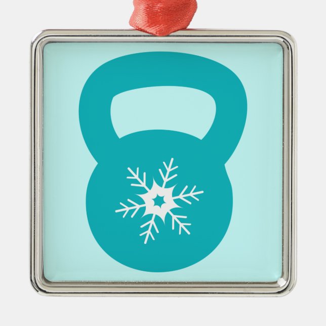 Adorno Metálico Kettlebell con un copo de nieve lindo (Frente)