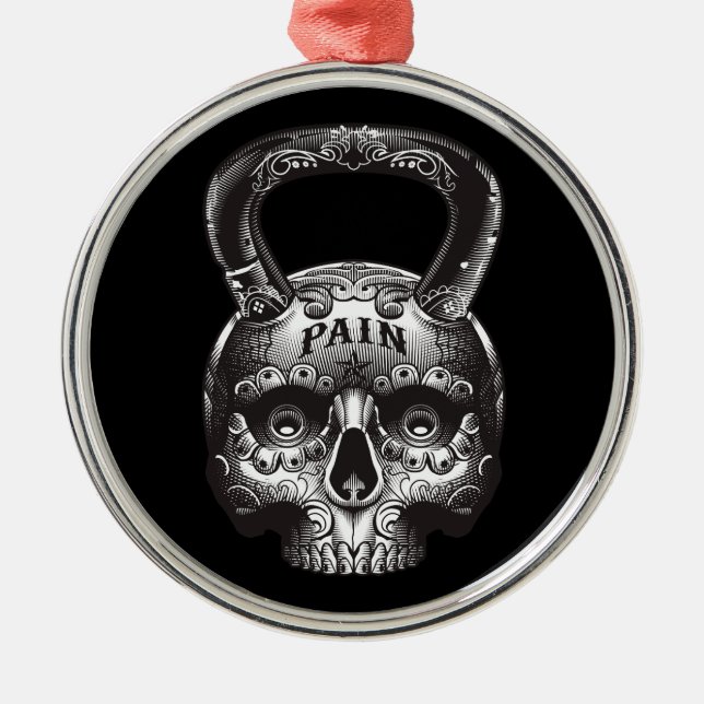 Adorno Metálico Kettlebell Skull - Motivación de entrenamiento de  (Frente)