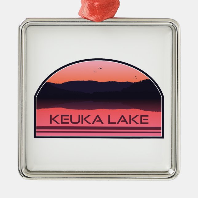 Adorno Metálico Keuka Lake New York Red Sunrise (Frente)