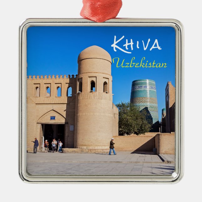 Adorno Metálico Khiva, Uzbekistán - Puerta con torreta doble (Frente)