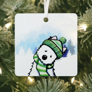 Adorno Metálico KiniArt Westie Terrier Invierno