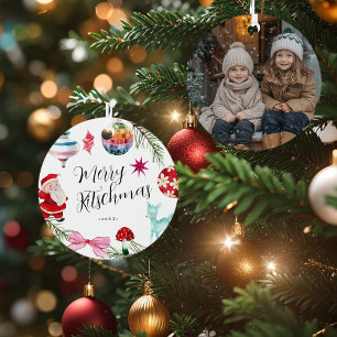 Adorno Metálico Kitsch Navidad   Foto Retro