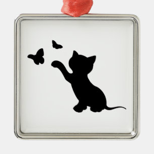 ADORNO METÁLICO KITTEN JUGANDO CON MARIPOSAS