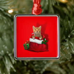 Adorno Metálico Kitty in a Christmas Bag