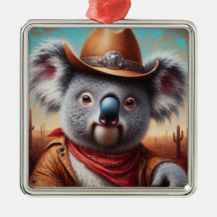 Adorno Metálico Koala Cowboy