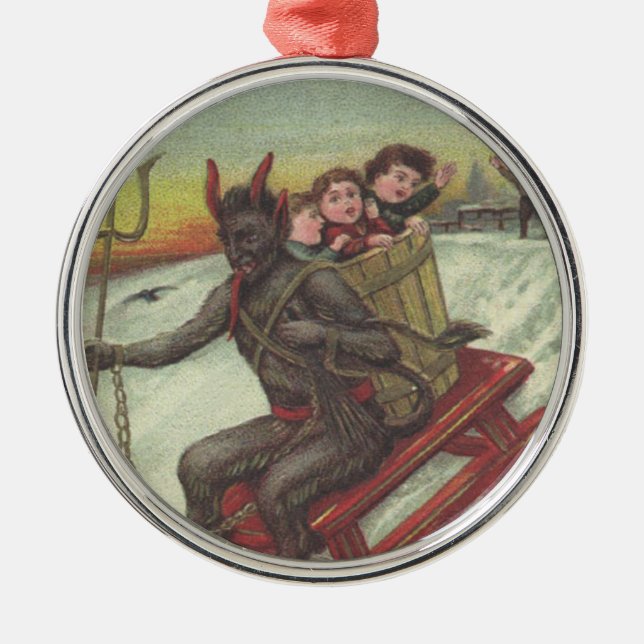 Adorno Metálico Krampus Secuestrando Niños En El Horno De Sleigh P (Frente)