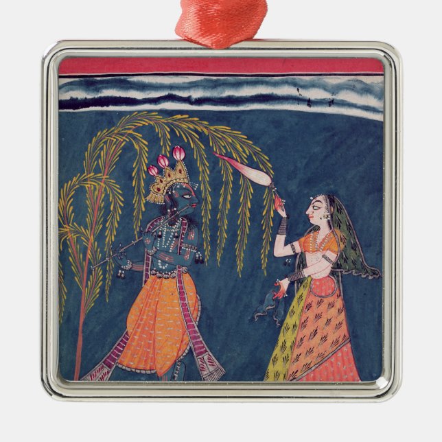 Adorno Metálico Krishna que toca una flauta, del 'Vahula (Frente)