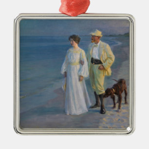 Adorno Metálico Kroyer - El artista y su esposa en la playa