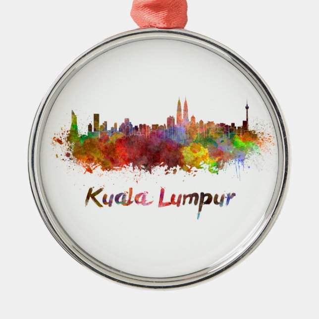 Adorno Metálico Kuala Lumpur skyline in watercolor splatters (Frente)