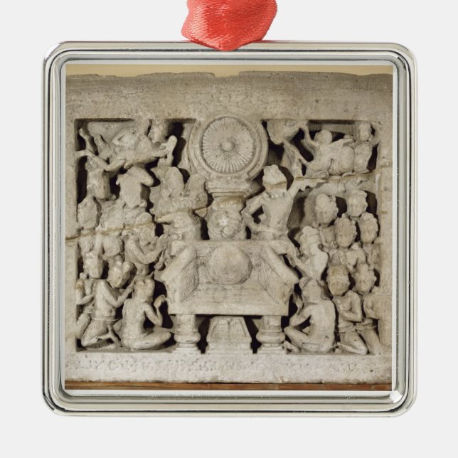 Adorno Metálico La adoración de los símbolos budistas, Amaravati (Frente)